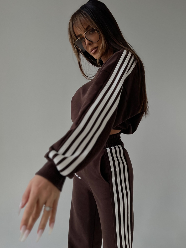 Komplet dresowy bluza i spodnie czekoladowy Get right N562