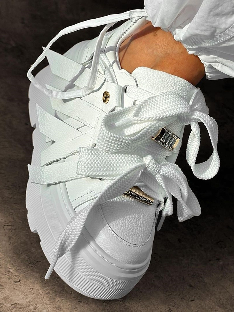 Sneakersy skórzane białe Premium Hold I610