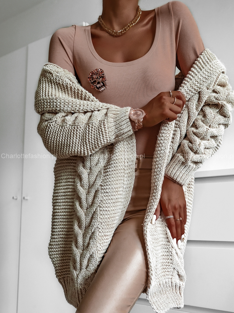 Sweterek kardigan beżowy Abigail E124